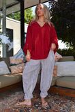 Sandbar Linen Blend Pop Over Shirt Rioja